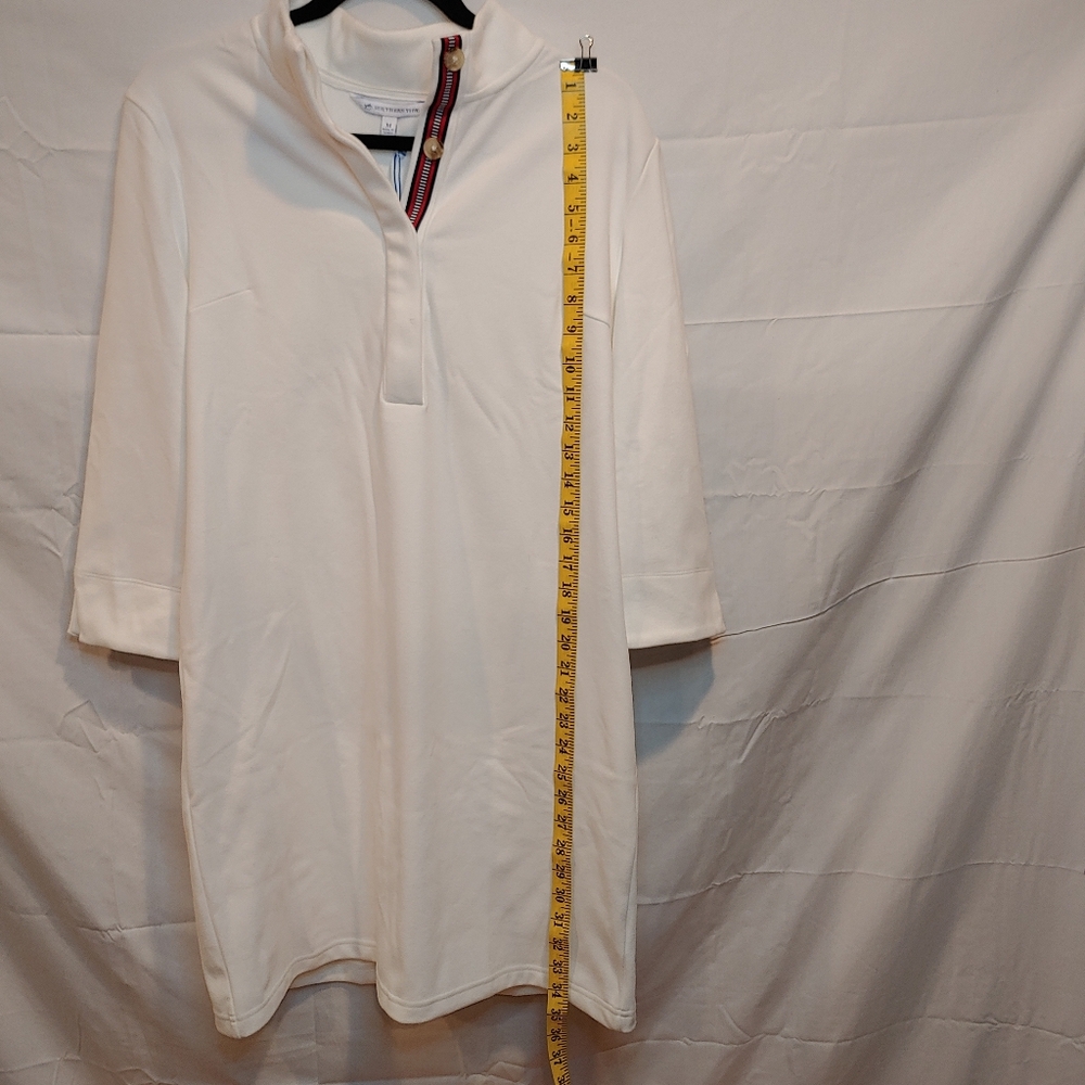 Southern Tide Star White Ashlynn Button 3/4 Sleeve Brushed Fabric Dress Size Med - Picture 13 of 16